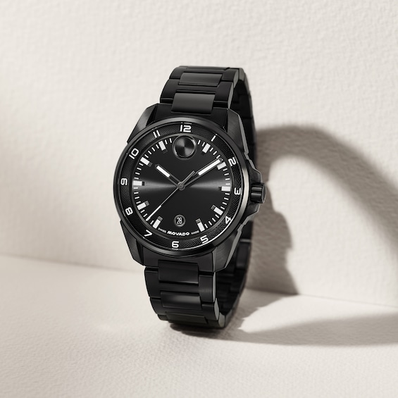 Men's Movado Bold® Verso S Black IP Stainless Steel Watch with Black Dial (Model: 3601285)