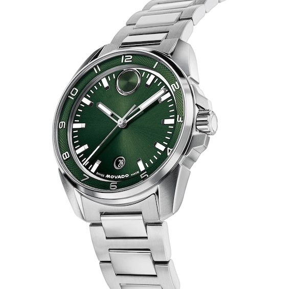 Men's Movado Bold® Verso S Stainless Steel Watch with Green Dial (Model: 3601390)