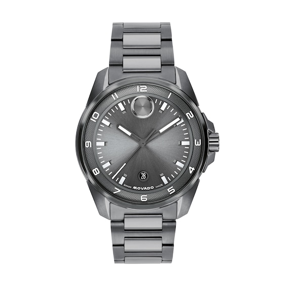 Men's Movado Bold® Verso S Gray IP Stainless Steel Watch with Gray Dial (Model: 3601391)