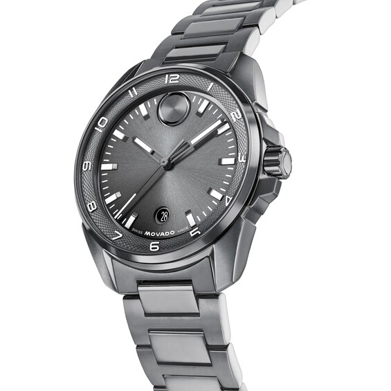 Men's Movado Bold® Verso S Gray IP Stainless Steel Watch with Gray Dial (Model: 3601391)