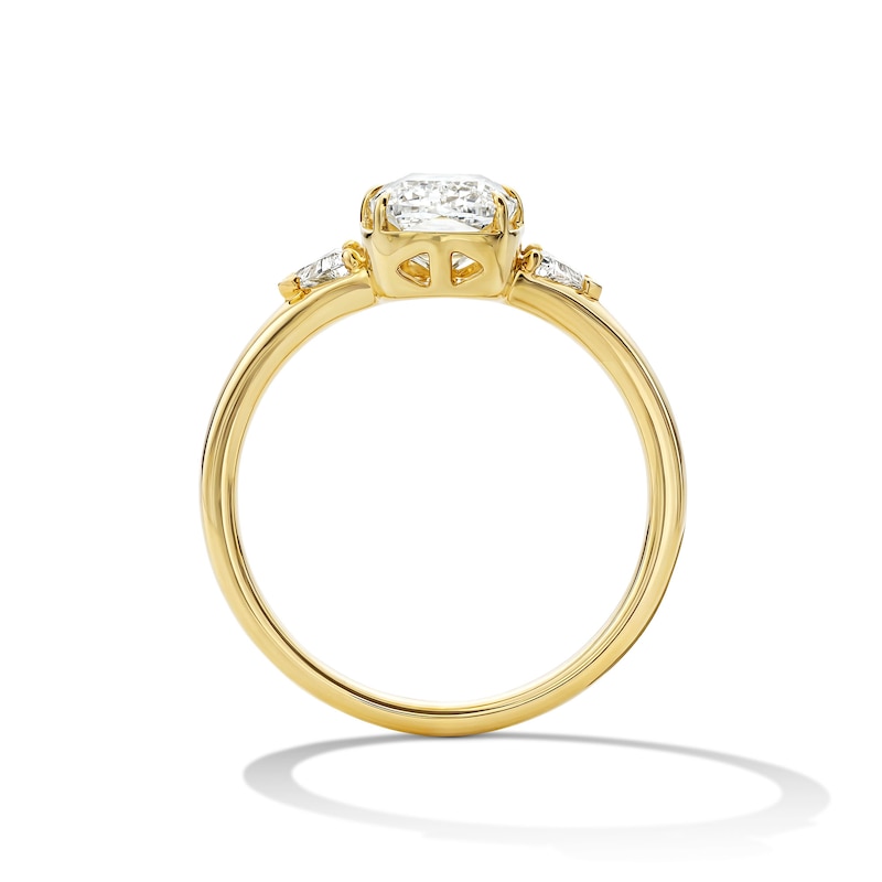 Main Image 3 of 2-1/5 CT. T.W. Modified Cushion and Trillion-Cut Certified Lab-Grown Diamond Engagement Ring in 14K Gold (F/VS2)
