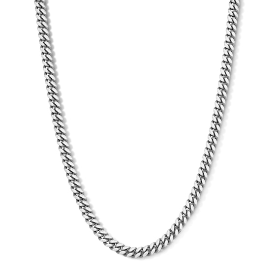 4.95mm Oxidized Miami Cuban Curb Chain Necklace in Solid Sterling Silver - 22"