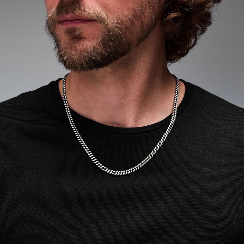 Main Image 2 of 4.95mm Oxidized Miami Cuban Curb Chain Necklace in Solid Sterling Silver - 22"