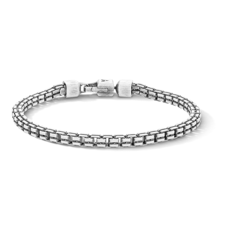 Main Image 1 of 6.0mm Oxidized Diamond-Cut Four-Sided Curb Chain Bracelet in Solid Sterling Silver - 8.0"