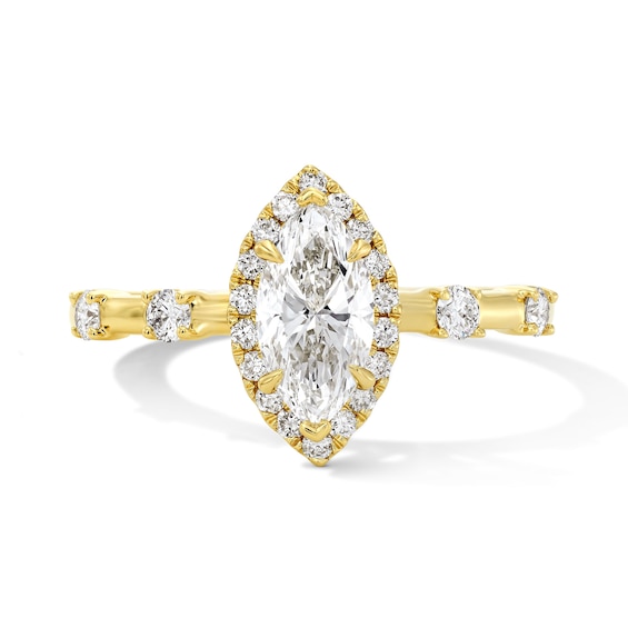 Modern Reflection 1 CT. T.w. Marquise-Cut Certified Lab-Grown Diamond Frame Engagement Ring in 14K Gold (F/Vs2)
