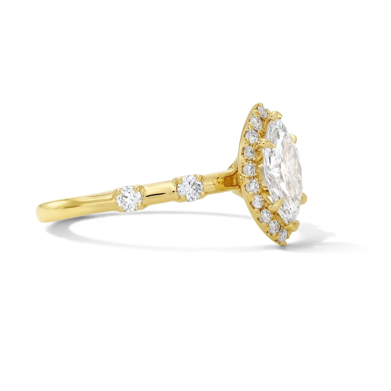 Main Image 4 of Modern Reflection 1 CT. T.W. Marquise-Cut Certified Lab-Grown Diamond Frame Engagement Ring in 14K Gold (F/VS2)