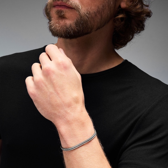 4.4mm Oxidized Foxtail Chain Bracelet in Solid Sterling Silver - 8"