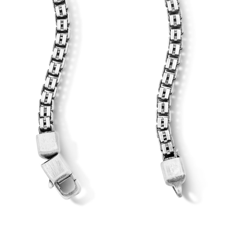 Main Image 2 of 3.84mm Oxidized Box Chain Necklace in Solid Sterling Silver - 22"