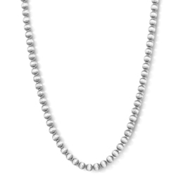 5.0mm Oxidized Beaded Chain Necklace in Solid Sterling Silver - 22"