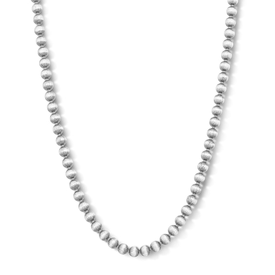 5.0mm Oxidized Beaded Chain Necklace in Solid Sterling Silver - 22"