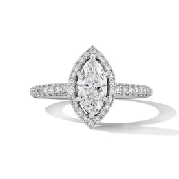 Grand Firework 1-3/8 CT. T.W. Marquise-Cut Certified Lab-Grown Diamond Frame Engagement Ring in 14K White Gold (F/VS2)