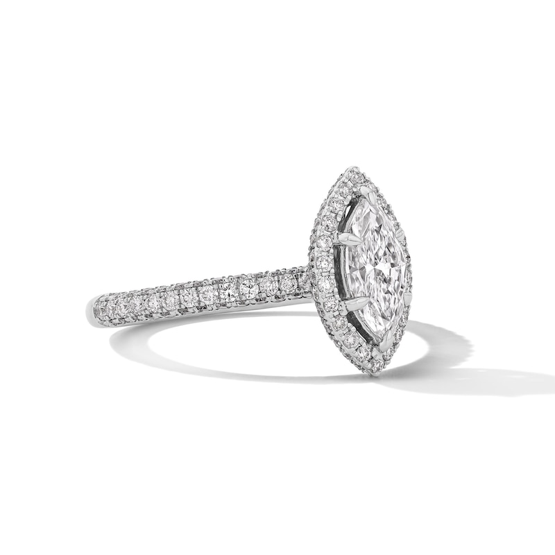 Main Image 4 of Grand Firework 1-3/8 CT. T.W. Marquise-Cut Certified Lab-Grown Diamond Frame Engagement Ring in 14K White Gold (F/VS2)