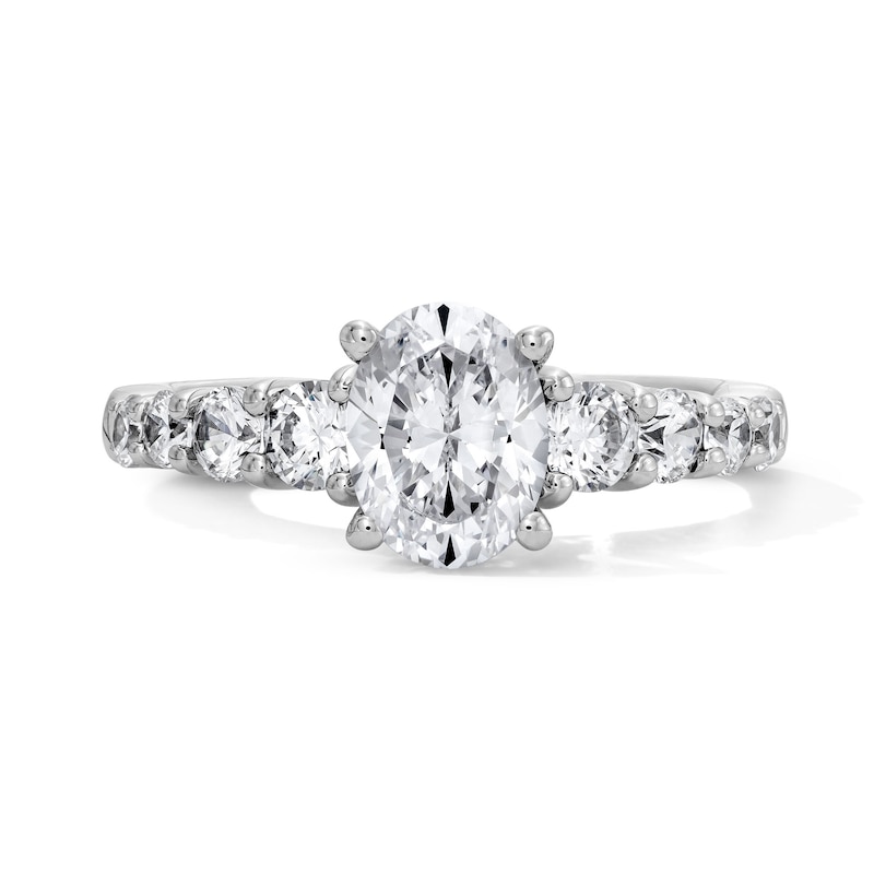 Main Image 1 of Classic Harmony 1-3/4 CT. T.W. Oval Certified Diamond Engagement Ring in 14K White Gold (G/I1, H/I1)