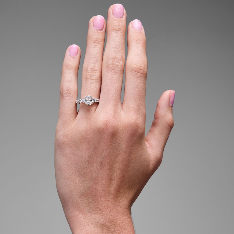 Main Image 2 of Classic Harmony 1-3/4 CT. T.W. Oval Certified Diamond Engagement Ring in 14K White Gold (G/I1, H/I1)