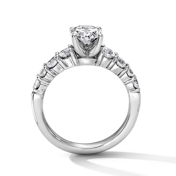 Classic Harmony 1-3/4 CT. T.w. Oval Certified Diamond Engagement Ring in 14K White Gold (G/I1, H/I1)