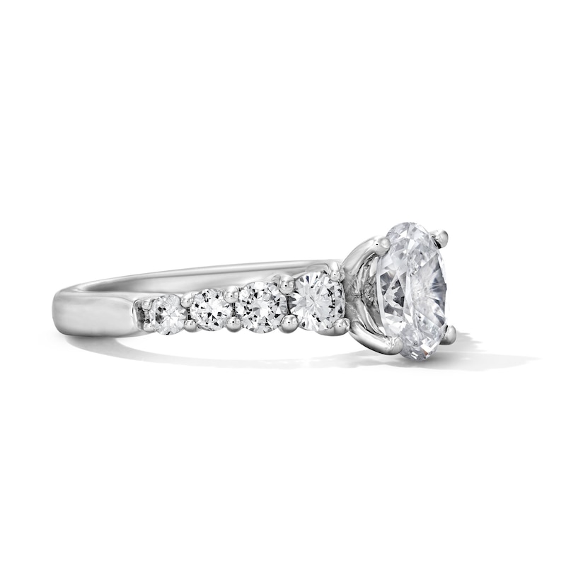 Main Image 4 of Classic Harmony 1-3/4 CT. T.W. Oval Certified Diamond Engagement Ring in 14K White Gold (G/I1, H/I1)