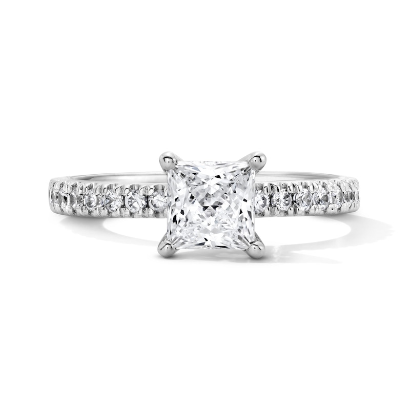 Main Image 1 of Classic Heirloom 1-1/4 CT. T.W. Princess-Cut Certified Diamond Engagement Ring in 14K White Gold (G/I1, H/I1)