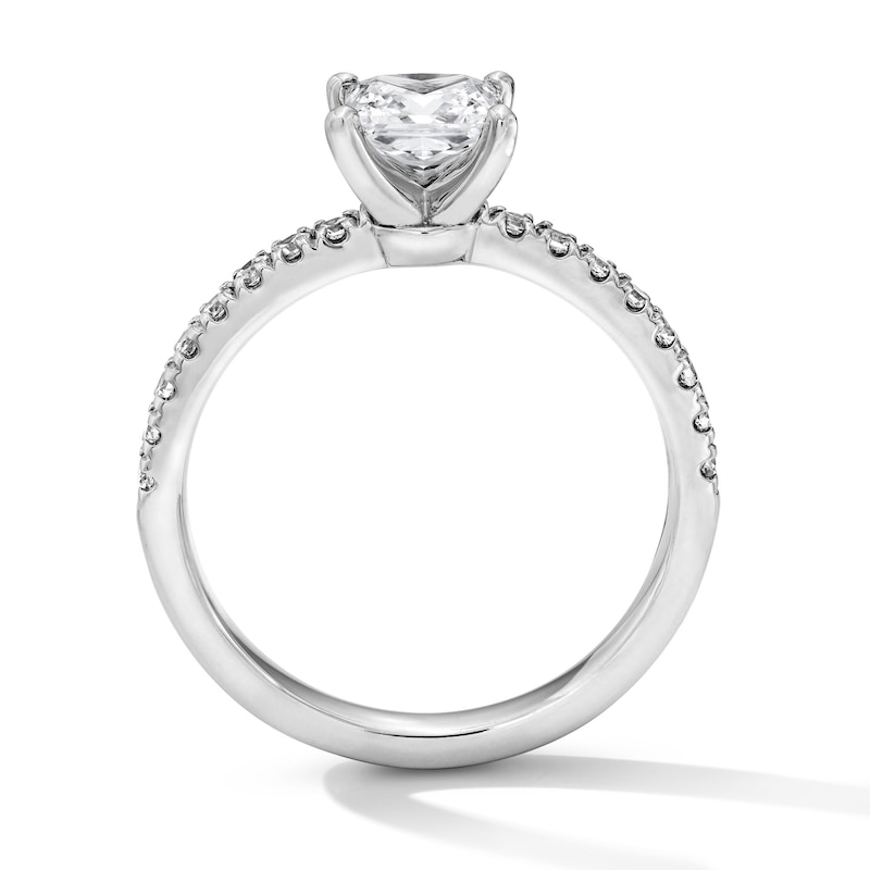 Main Image 3 of Classic Heirloom 1-1/4 CT. T.W. Princess-Cut Certified Diamond Engagement Ring in 14K White Gold (G/I1, H/I1)