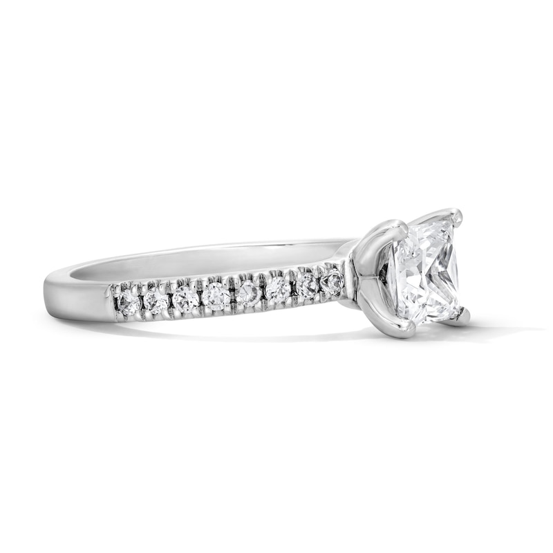 Main Image 4 of Classic Heirloom 1-1/4 CT. T.W. Princess-Cut Certified Diamond Engagement Ring in 14K White Gold (G/I1, H/I1)