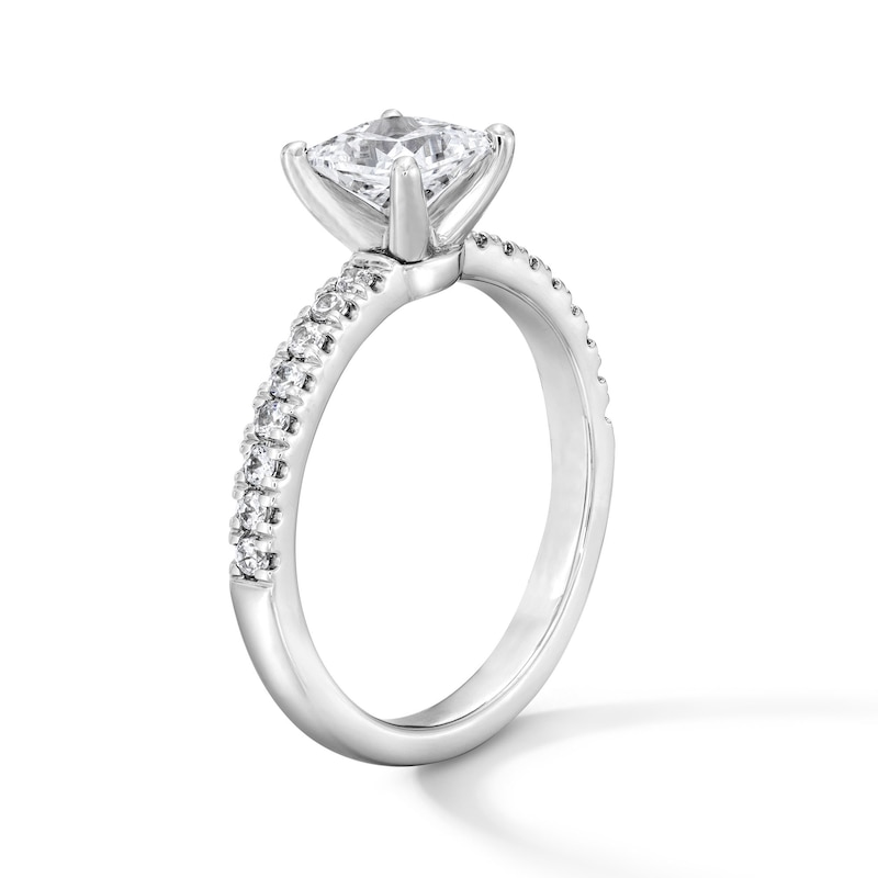 Main Image 5 of Classic Heirloom 1-1/4 CT. T.W. Princess-Cut Certified Diamond Engagement Ring in 14K White Gold (G/I1, H/I1)
