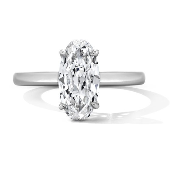 1-1/2 CT. T.w. Moval-Cut Certified Lab-Grown Diamond Solitaire Engagement Ring in 14K White Gold (F/Vs2)