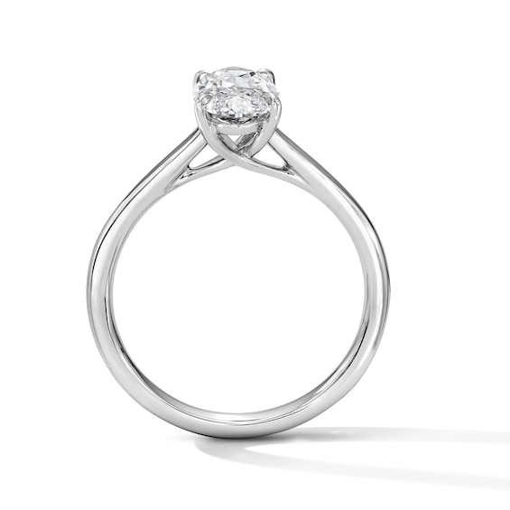 1-1/2 CT. T.w. Moval-Cut Certified Lab-Grown Diamond Solitaire Engagement Ring in 14K White Gold (F/Vs2)