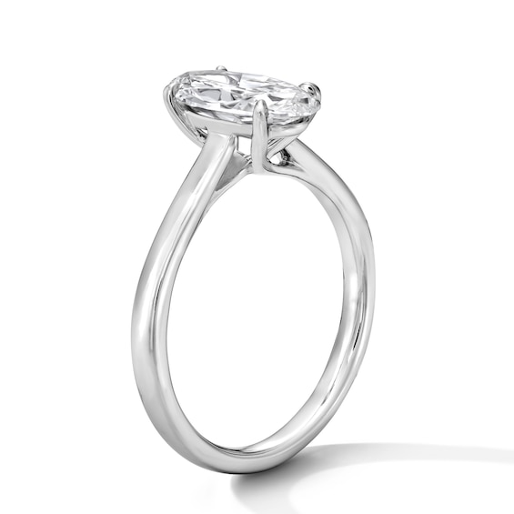 1-1/2 CT. T.w. Moval-Cut Certified Lab-Grown Diamond Solitaire Engagement Ring in 14K White Gold (F/Vs2)