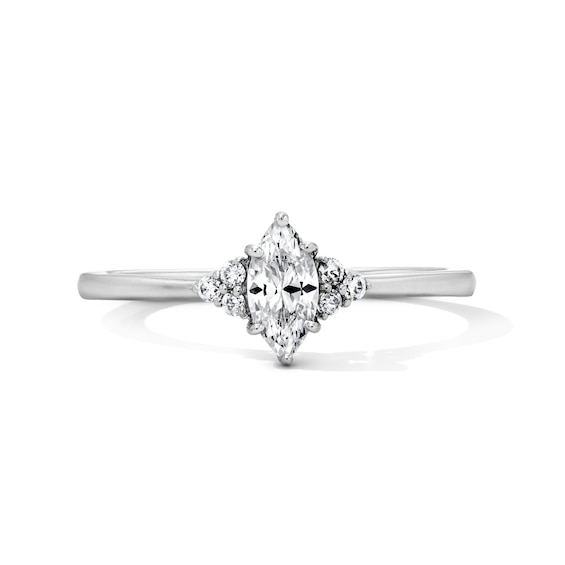 3/8 CT. T.w. Marquise-Cut Certified Lab-Grown Diamond Promise Ring in Sterling Silver (F/Vs2)