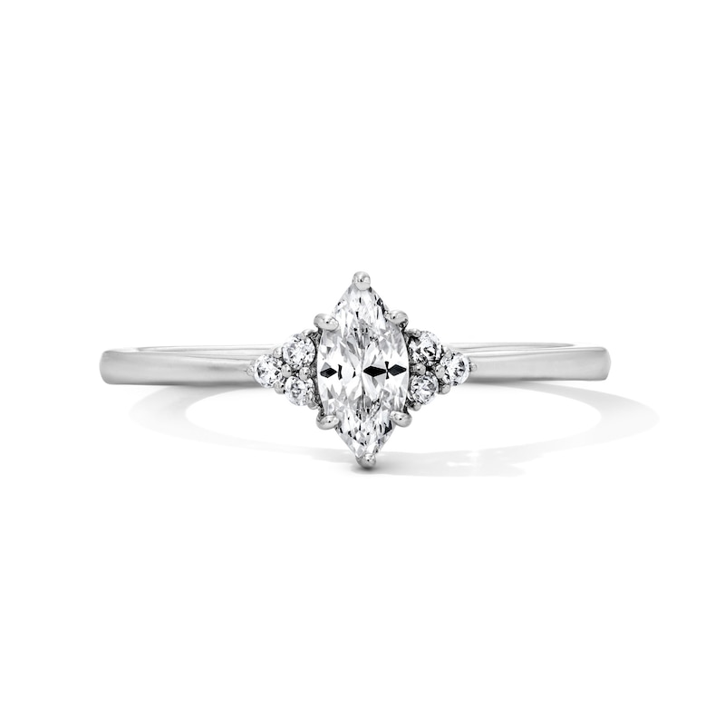 Main Image 1 of 3/8 CT. T.W. Marquise-Cut Certified Lab-Grown Diamond Promise Ring in Sterling Silver (F/VS2)