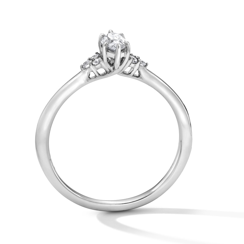 Main Image 3 of 3/8 CT. T.W. Marquise-Cut Certified Lab-Grown Diamond Promise Ring in Sterling Silver (F/VS2)