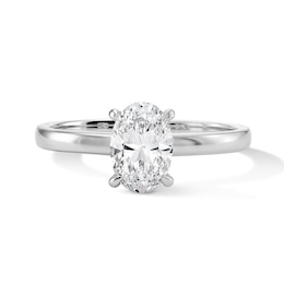 1 CT. T.W. Oval Certified Lab-Grown Diamond Solitaire Hidden Halo Engagement Ring in Platinum (D/IF)