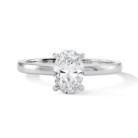 1 CT. T.w. Oval Certified Lab-Grown Diamond Solitaire Hidden Halo Engagement Ring in Platinum (D/If)
