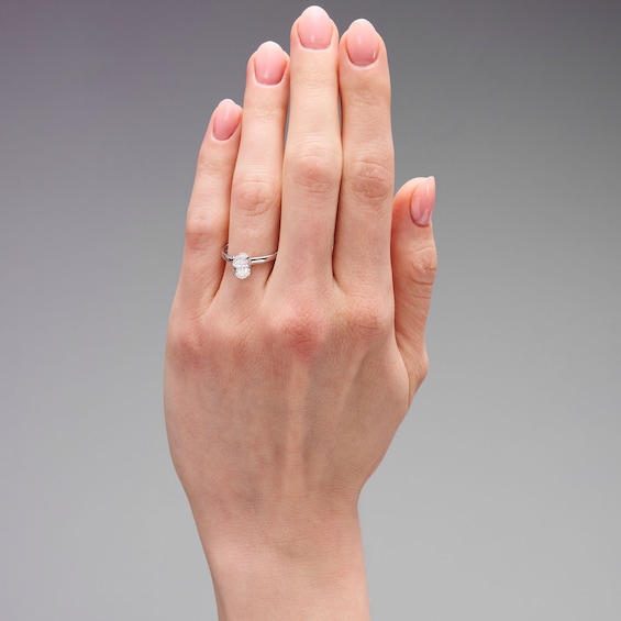 1 CT. T.w. Oval Certified Lab-Grown Diamond Solitaire Hidden Halo Engagement Ring in Platinum (D/If)