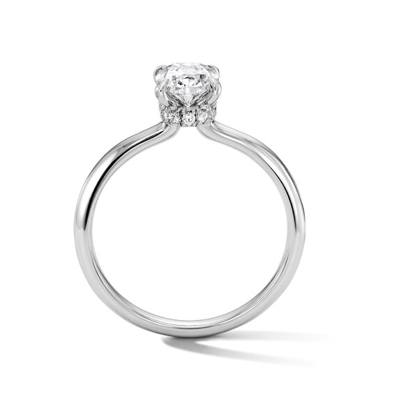 1 CT. T.w. Oval Certified Lab-Grown Diamond Solitaire Hidden Halo Engagement Ring in Platinum (D/If)