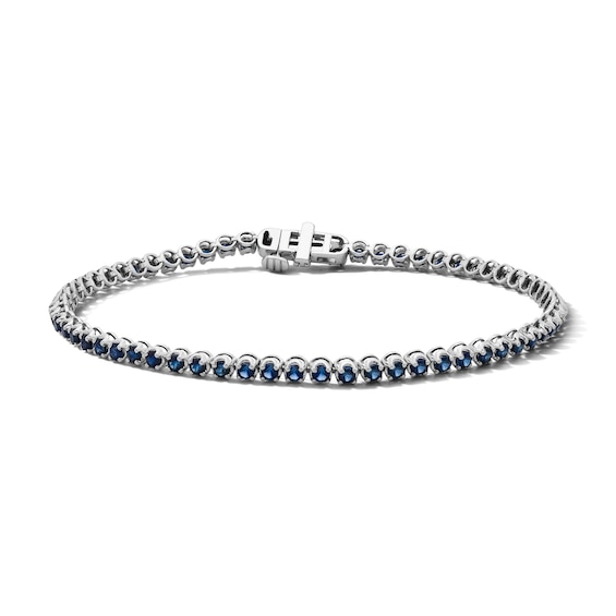 Blue Sapphire Tennis Bracelet in 10K White Gold - 7.0"