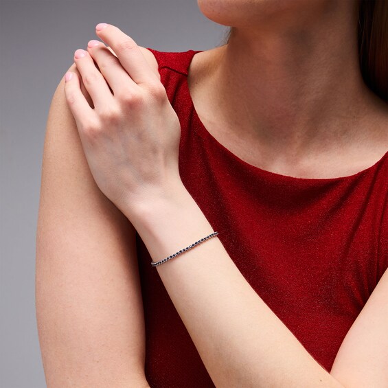 Blue Sapphire Tennis Bracelet in 10K White Gold - 7.0"