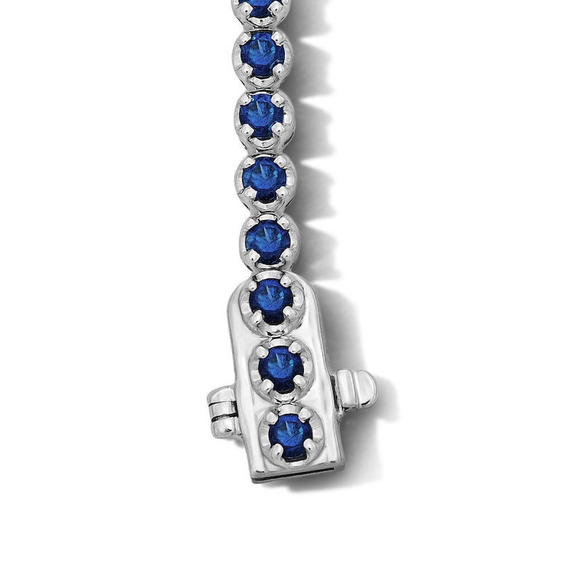 Main Image 3 of Blue Sapphire Tennis Bracelet in 10K White Gold - 7.0"