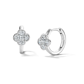 1/2 CT. T.W. Princess-Cut and Oval Lab-Grown Diamond Clover Hoop Earrings in Sterling Silver (F/VS2)