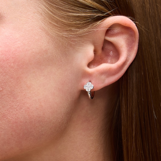1/2 CT. T.w. Princess-Cut and Oval Lab-Grown Diamond Clover Hoop Earrings in Sterling Silver (F/Vs2)