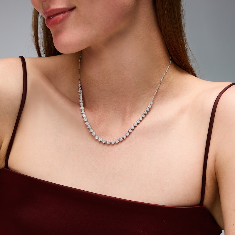 Main Image 2 of 3/4 CT. T.W. Lab-Grown Diamond Heart Necklace in Sterling Silver (F/VS2) - 18"