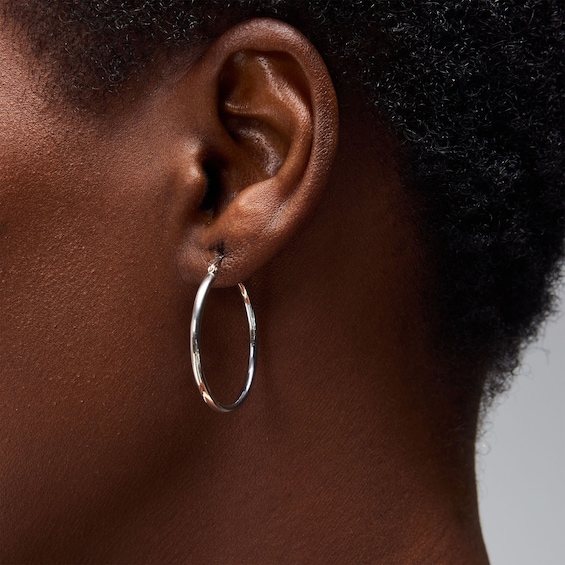 30.0mm Tube Hoop Earrings in Sterling Silver