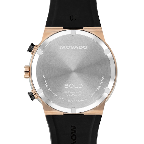 Men's Movado Bold® Fusion Chronograph Watch with Green Dial and Silicone Strap (Model: 3601333)