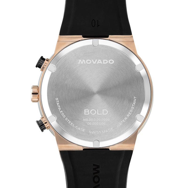 Main Image 3 of Men's Movado Bold® Fusion Chronograph Watch with Green Dial and Silicone Strap (Model: 3601333)