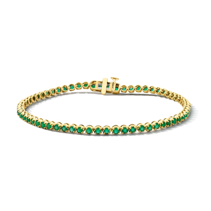 Main Image 1 of Emerald Tennis Bracelet in 10K Gold - 7.0"
