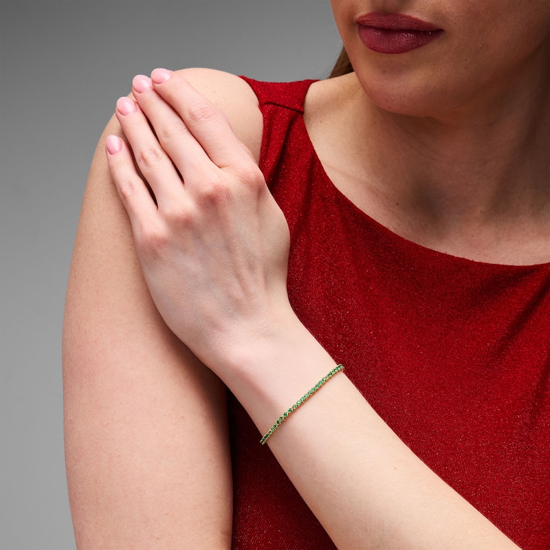 Main Image 2 of Emerald Tennis Bracelet in 10K Gold - 7.0"