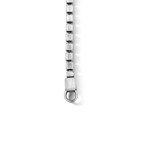 3.0mm Diamond-Cut and Oxidized Cube Bead Chain Bracelet in Solid Sterling Silver - 7.5"