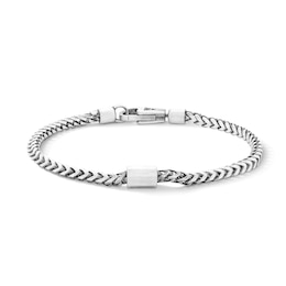 3.11mm Diamond-Cut and Oxidized Franco Chain Bracelet in Solid Sterling Silver - 7.5"