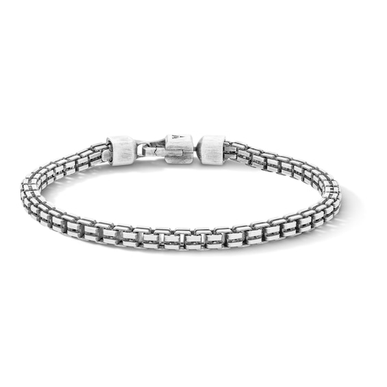 6.0mm Diamond-Cut Oxidized Curb Chain Bracelet in Solid Sterling Silver - 7.5"