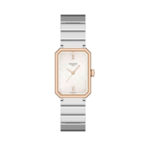 Ladies' Tissot SRV Rose-Tone PVD and Stainless Steel Watch with Mother-of-Pearl Dial (Model: T1601102111300)