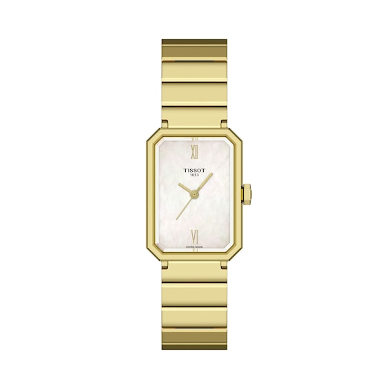 Ladies' Tissot SRV Gold-Tone PVD Stainless Steel Watch with Mother-of-Pearl Dial (Model: T1601103311300)